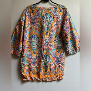 Zara Woman Paisley Silk Shift  Dress Sz M